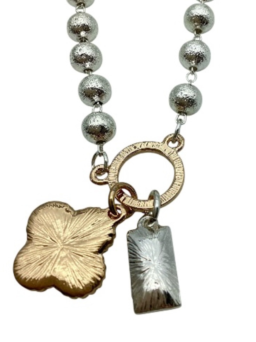 Evermore Quarterfoil Two-Tone Beaded Necklace (NWT) - Picture 9 of 16